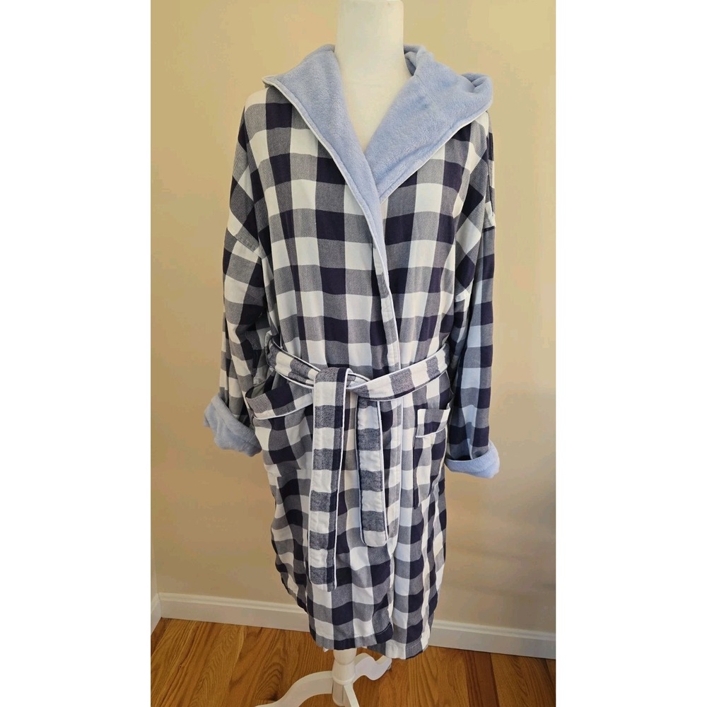 VTG 1995 Cliff House, Maine Resort Spa Style Checkered Hooded Robe Large Rare